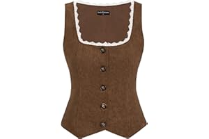 Scarlet Darkness Women Renaissance Corset Vintage Button Down Corduroy Pirate Waistcoat Vest