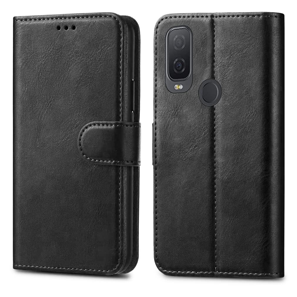 GAPlus PU Leather Flip Cover Wallet Case For Alcatel 1L 2021 Card Holder Magnetic Kickstand Black