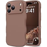 SuydanBox Magnetic for iPhone 17 Pro Case, [Full Camera Protection][Compatible with MagSafe] Cute Wave Frame Silicone Shockproof Protective Phone Case for iPhone 17 Pro 6.3", Brown