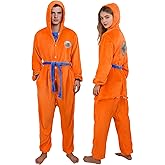 shyhand Anime Onesie for Adult Men Cosplay Costume Pajamas Flannel One Piece with Hood Belt Halloween Christmas Outfit