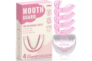 FILTEROPS 4 Pack Pink Women Night Guard Teeth Grinding, Medium Size, Moldable Comfortable Mouth Guard for Teenagers, Bite Guard for Teeth Clenching at Night, Mouthguard Stops Bruxism, Tmj