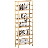 HITNET Bamboo Shelf, 6-Tier Adjustable Tall Open Bookcase, Bathroom Storage Rack Freestanding Shelving Unit, Plant Display St