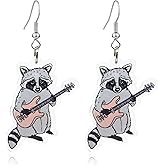 Zszkoz Frog Earrings for Women Girls Funny Cute Acrylic Frog Raccoon Drop Dangle Earrings Lightweight Creative Cartoon Animal Earrings Jewelry Gifts