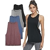 Cosy Pyro Workout Tank Tops for Women Lightweight Running Tanks Basic Gym Tops Sleeveless Athletic Yoga Shirts-4 Pack