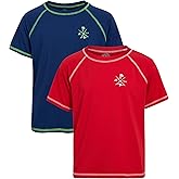 Quad Seven Boys Swim Shirt - 2 Pack Quick Dry Sun Protection Short Sleeve Rash Guard for Boys Youth Kids Swimwear (2T-18)