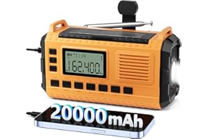 STTFAISHEN Emergency Weather Radio - AM/FM/NOAA Hand Crank Radio with 15W Fast Charge, 20000mAh Solar Power Bank, Multi-Function Flashlight & SOS Alarm (Orange)
