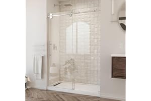 DreamLine Enigma-XO 50-54 in. W x 76 in. H Fully Frameless Sliding Shower Door in Brushed Stainless Steel, SHDR-61547620-07