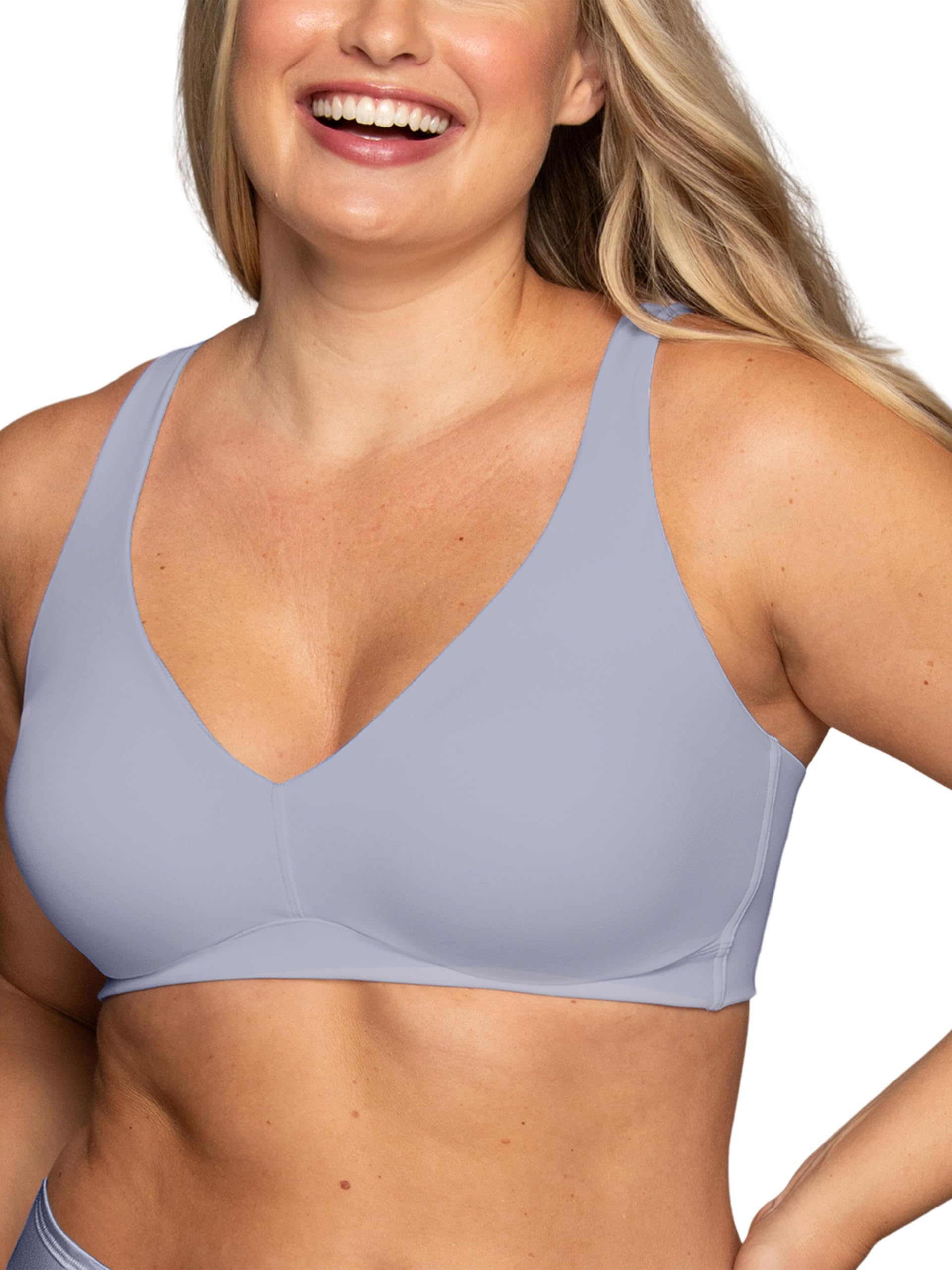 Vanity Fair Women’s Beauty Back Smoothing Wireless Bra, Simple Sizing Available S-3XL, Light Lift-Romance Blue