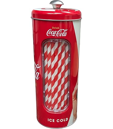 Amazon.com: The Tin Box Company Coke Straw Holder Tin with 20