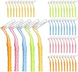 RAYITO 100 Pcs Interdental Brushes 5 Sizes Non-Slip Handle Angled Head