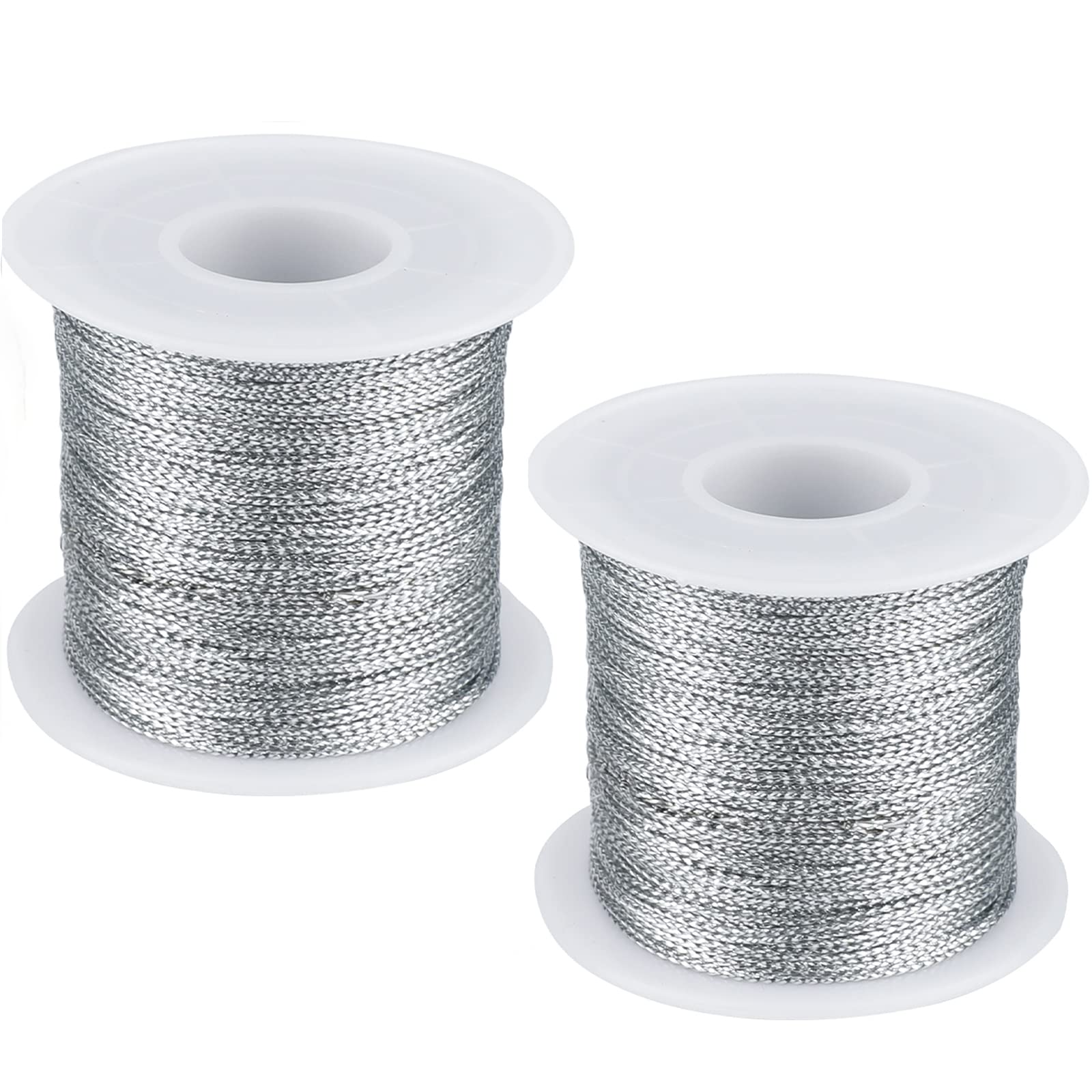 G2PLUS 200M Silver String Twine - 1mm Tinsel Thread Cord - Non-Elastic Metallic String for Crafts & Hanging Christmas Ornaments & Cards