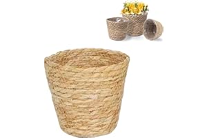 Wicker Plant Basket with Plastic Liner,Woven Flower Pots Storage,Cotton Rope Round Storage Bin,Basket Plant Containers for In