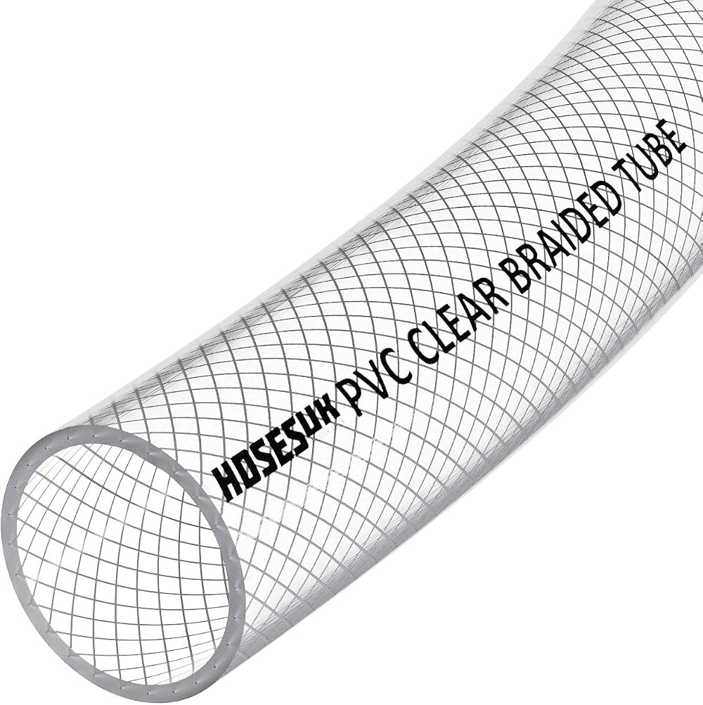 AP Automotive 25mm Clear PVC Braided Hose 3m Air Water Oil Food Flexible Tube