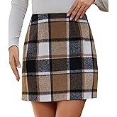MISS MOLY Women's Plaid Skirt Elastic High Waisted Zipper Side Bodycon Mini Skirt
