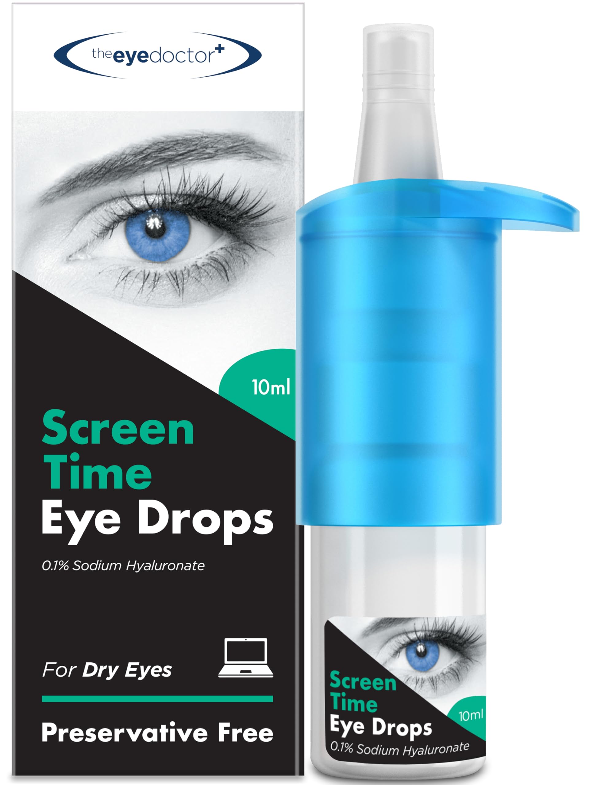 The Eye Doctor Screen Time Eye Drops for Dry Eyes - Preservative Free Eyedrops for Dry Eye and Tired Sore Eye Relief – Suitable for Contact Lenses with 0.1% Sodium Hyaluronate