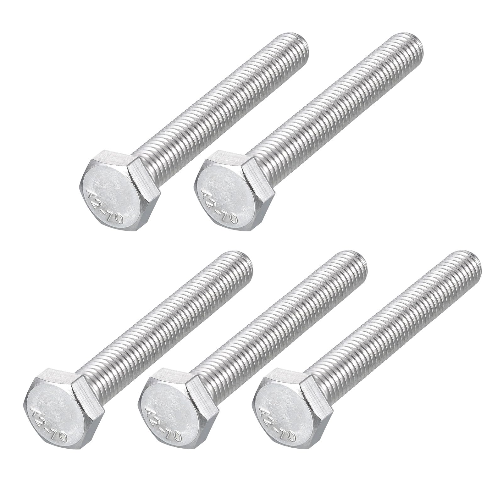METALLIXITY Hex Bolts (M8-1.25x60mm) 5Pcs, 304 Stainless Steel Coarse Fully Threaded Hex Head Screw Bolt Machine Screws - for Furniture Repair, Silver