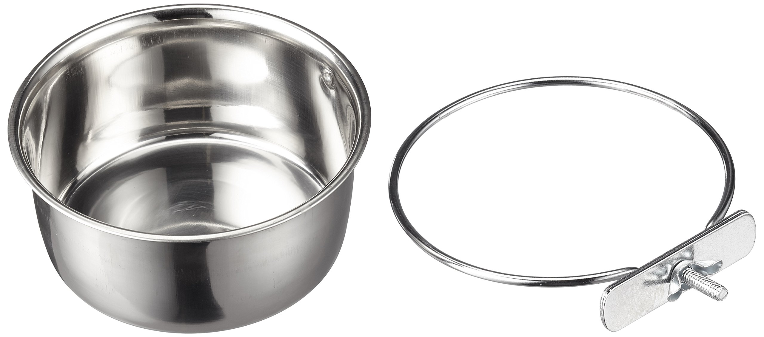 Kerbl Stainless Steel Cup with Holder/ Screw Attachment, 600 ml/ 12 cm