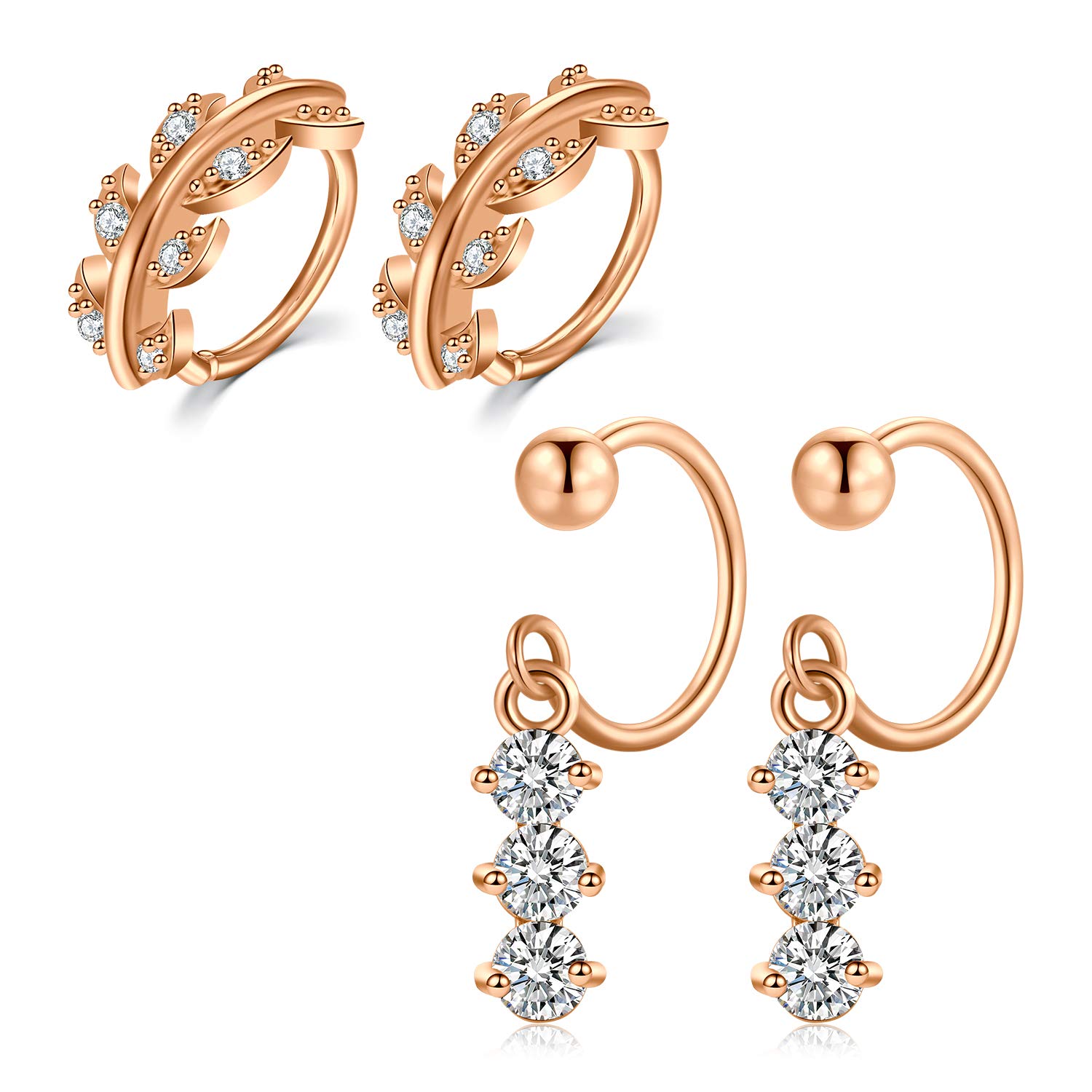 JFORYOU 18 Gauge Helix Cartilage Tragus Earrings Hoope Surgical Steel Daith Earrings Piercing Jewelry Heart CZ Small Hoop Earring Jewelry Silver Rose Gold