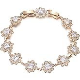 TIMEMATRIX Blue/Green/Red/White Rhinstones Gold Clover Bracelet for Women