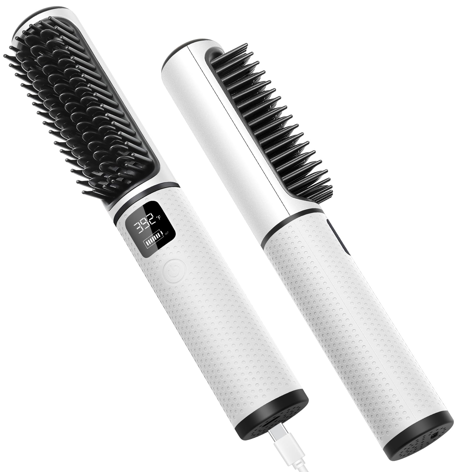 Photo 1 of ***(PARTS ONLY/ NON FUNCTIONAL)***Cordless Hair Straightener Brush, iTayga Portable Hair Straightener Brush for Women with Travel Size, 2 in 1 Negative Ion Hair Straightener Styling Comb, USB Rechargeable 5000MAH Hot Comb, White
