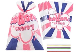 GraceKit 50 Pcs Carnival Cotton Candy Bags 12 x 18 Inch Cotton Candy Supplies with Ties for Carnivals Circus christmas Parties Concession Stand Supplies