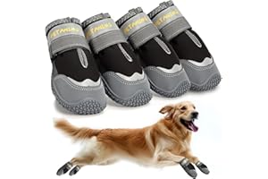 Petanims Dog Shoes for Large Dogs, Medium Dog Boots & Paw Protectors for Winter Snow, Waterproof Dog Booties for Hot Pavement, Hardwood Floors, for Rainy Black Size 5