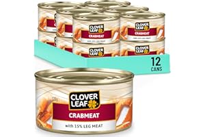 Clover Leaf Crabmeat with 15% Leg Meat - 120g, 12 Count - High Protein Canned Crab - Tinned Shellfish & Seafood