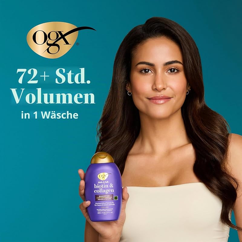 Biotin & Collagen Shampoo (385 ml), kräftigendes Haarshampoo für feines & dünnes Haar, mit Vitamin B7 Biotin & Kollagen, ohne Sulfate