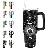 Goth Tumbler Constellation Gifts Halloween Moon Tumbler 40 oz Goth Gifts for Women Men Cups Coffee Travel Mug with Handle Leak Proof Insulated Witchy Gothic Decor Stuff