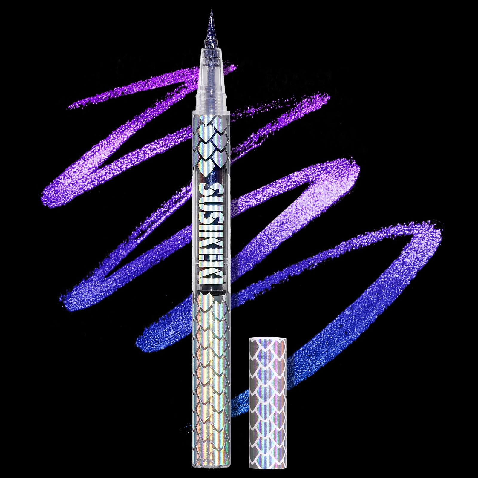 Photo 1 of SUSIKEKI Chameleon Liquid Eyeliner, Blue Purple Metallic Color Shifting Shimmery Eye Liner, Duo-color Waterproof Long Lasting Glitter Eye Makeup Pen Eyeliners (Twilight Iris)