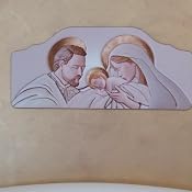 Lupia Quadro Capezzale Sacra Famiglia - Collezione Heart, Legno 50x65 Cm, Made In Italy Marrone