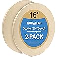 Falling in Art Unfinished Round Birch Wood Canvas Panels Kit, Falling in Art 2 Pack of 16’’ Studio 3/4’’ Deep Cradle Boards for Pouring Art, Crafts, Painting, and More