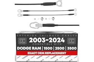 T1A Tailgate Cable Replacement Set, Rear Left & Right Side - Compatible with 2003-2024 Dodge Ram 1500 2500 3500 - Tailgate Support Cable Straps, Metal 21-1/4" Long - OEM 55276074AC, 55276074AE, 38542
