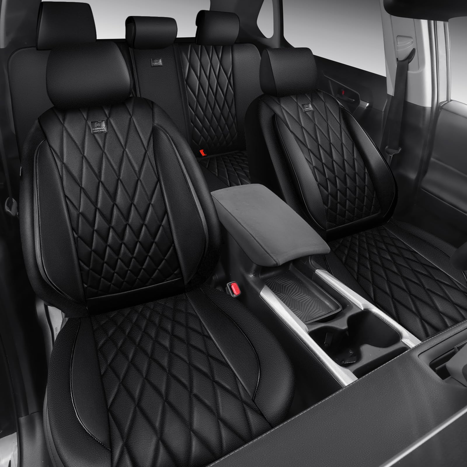 Photo 1 of CAR PASS CRV Seat Covers Full Set Custom Fit for Honda CRV HRV 2017-2022, CR-V HR-V Luxury Premium Waterproof Nappa Leather Seat Covers, Anti-Slip Comfortable Airbag Compatible Full Black