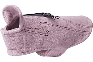VIVAGLORY Dog Fleece Coat Warm Jacket with Hook and Loop Fastener, Easy to Take on and Off, Winter Vest Sweater for Small Medium Large Dogs Puppy Windproof Clothes for Cold Weather, Pink, S