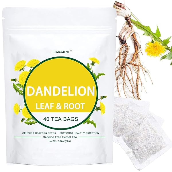 DANDELION LEAF & ROOT TEA BAGS, 40 TEABAGS – NATURAL DANDELION TEA FOR LIVER & KIDNEY HEALTH – NON-GMO – CAFFEINE-FREE – SUPPORT DIGESTION & BOOST IMMUNE SYSTEM