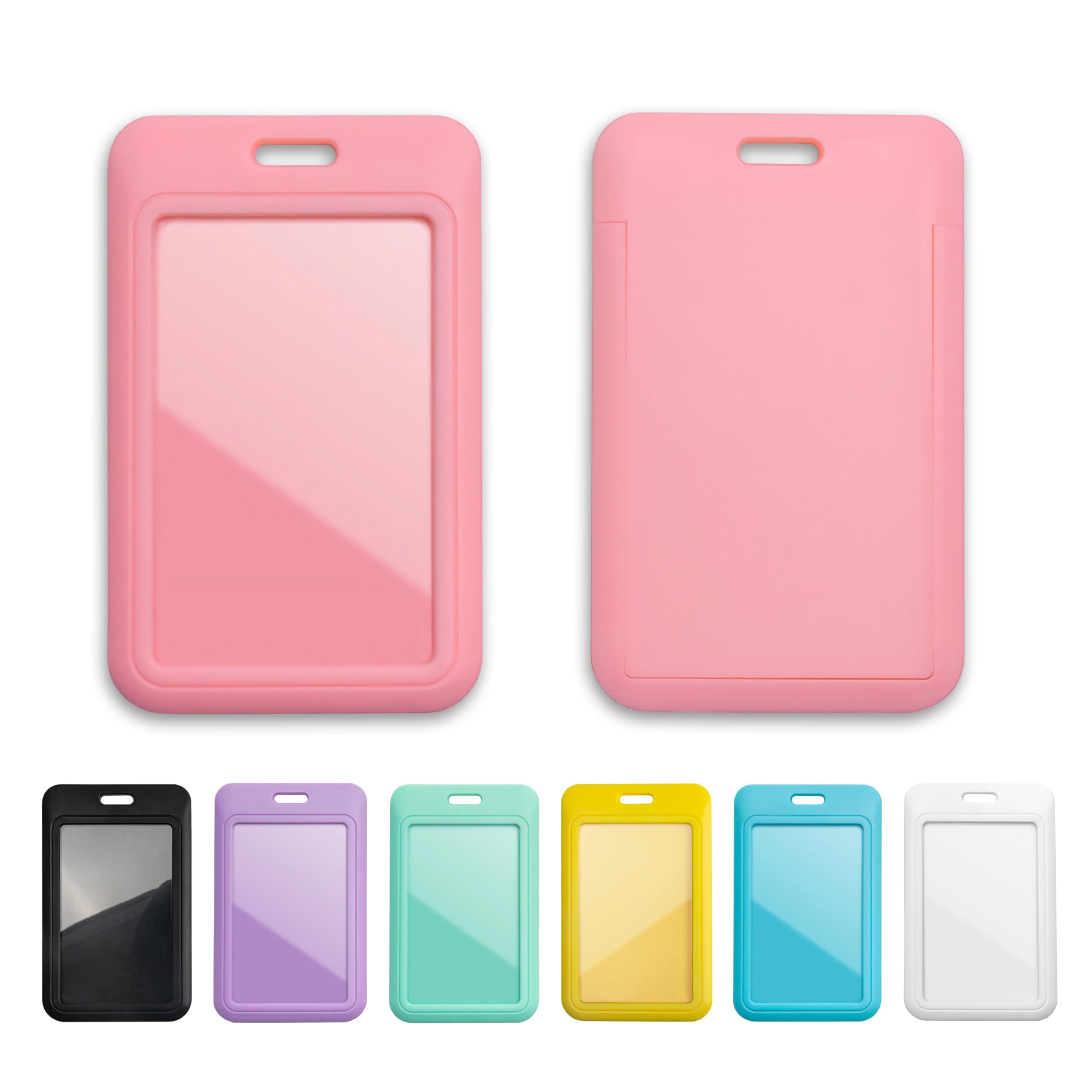 Photo 1 of 1 Pcs Sliding ID Badge Holder with Clear Window Pink ID Card Protector Pouch for Office School ID Credit Cards Proximity Key Cards Driver’s Licenses and Passes