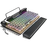 7KEYS Retro Typewriter Mechanical Gaming Keyboard, Vintage Style Computer Keyboard with Wireless Bluetooth5.0/Wired/2.4G, True RGB Backlight, Compatible with PC/Laptop/Tablet/Phone