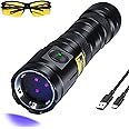 DARKBEAM UV Flashlight 365nm Black Light, 3 LEDs 20W Powerful Blacklight Flashlights - Rechargeable Mini Woods Lamps Long Life for Pet Urine Detection, Money, AC Sistem, UV Glue, Resin Curing
