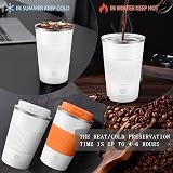 CS COSDDI Travel Mug Insulated Stainless Steel 380 ml White-A Leakproof Lid view 2
