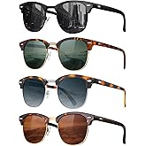 FURISHQI Classic Polarized Sunglasses for Men and Women Retro Style Semi Rimless Frame Sun Glasses 100% UV Protection Goggles