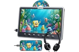 GOnavidio 12" Car DVD Player with HDMI Input Headphone Mounting Bracket Dual Speaker, Car Headrest DVD Player Support Sync Screen, AV in & Out, Last Memory, Region Free, No Battery