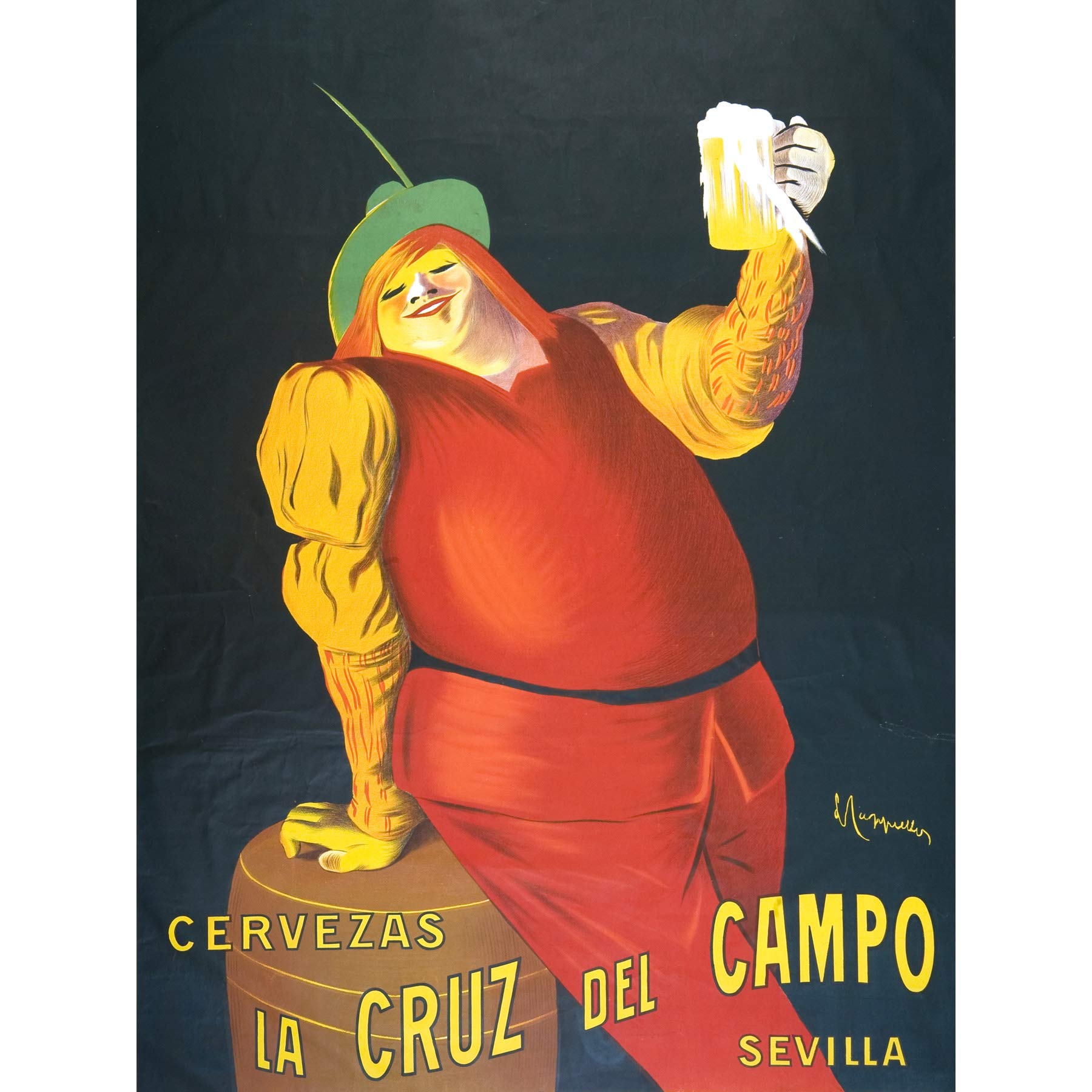 Artery8 Cappiello Cruz Del Campo Seville Beer Ale Advert Large XL Wall Art Canvas Print