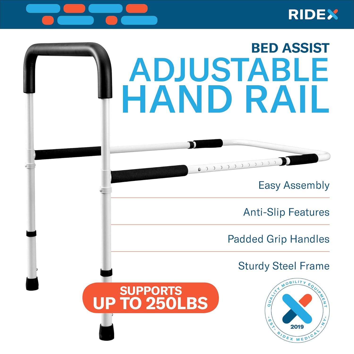 Bed Assist Hand Rails with Legs for Elderly - Adjustable Foam Padded Safety Support Handles for Bedside Assistance, Handicap, Adults, Seniors - Sturdy Medical Safety Equipment for Hospital, Bedroom: Industrial & Scientific