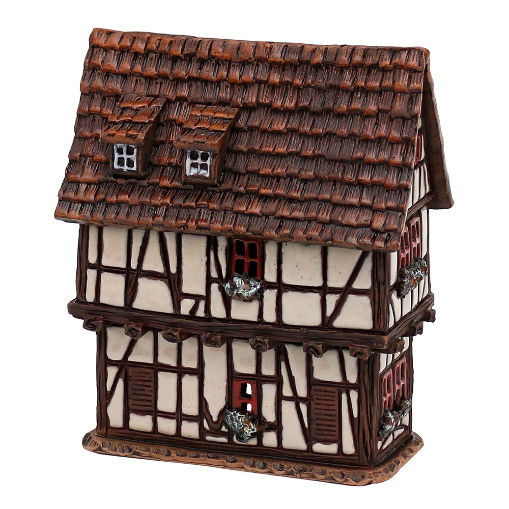 Dekohelden24 Ceramic Light House - Pointed House - HandArt - Detailed Replica and Hand Painted - Dimensions: Approx. Width 7 cm x Length 12 cm x Height 14 cm