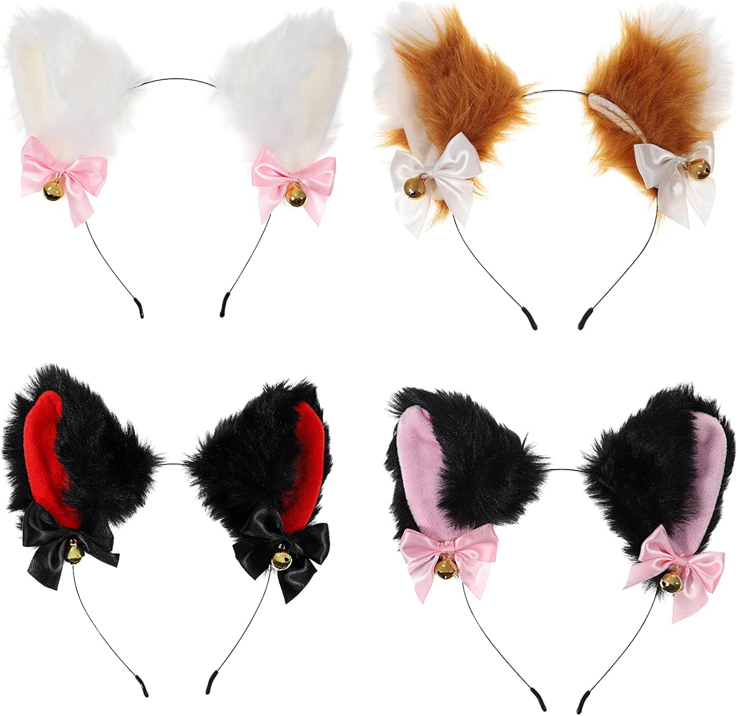 FRCOLOR 4 Pieces Cat Ear Headband Cosplay Plush Ear Hair Hoop Headband