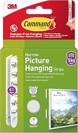 Command Picture Hanging Strips Narrow White 4 Pairs 8 Strips view 1