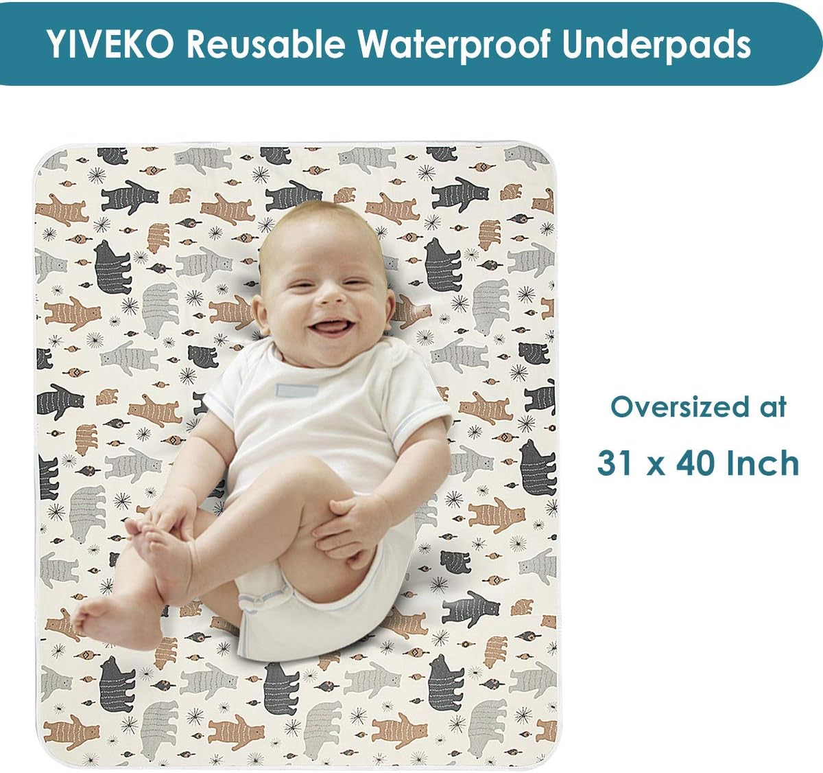 YIVEKO Baby Waterproof Bed Pad Washable Mattress Pad Reusable Underpads Bed Wetting Incontinence Cover for Baby Toddler Children and Adults: Home & Kitchen