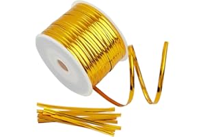 Tangyinrd Gold Metallic Twist Ties 100 Yards Bread Candy Coffee Bag Ties Plant Garden Twist Ties for Parties Decorative Ties Cake Present Art Craft