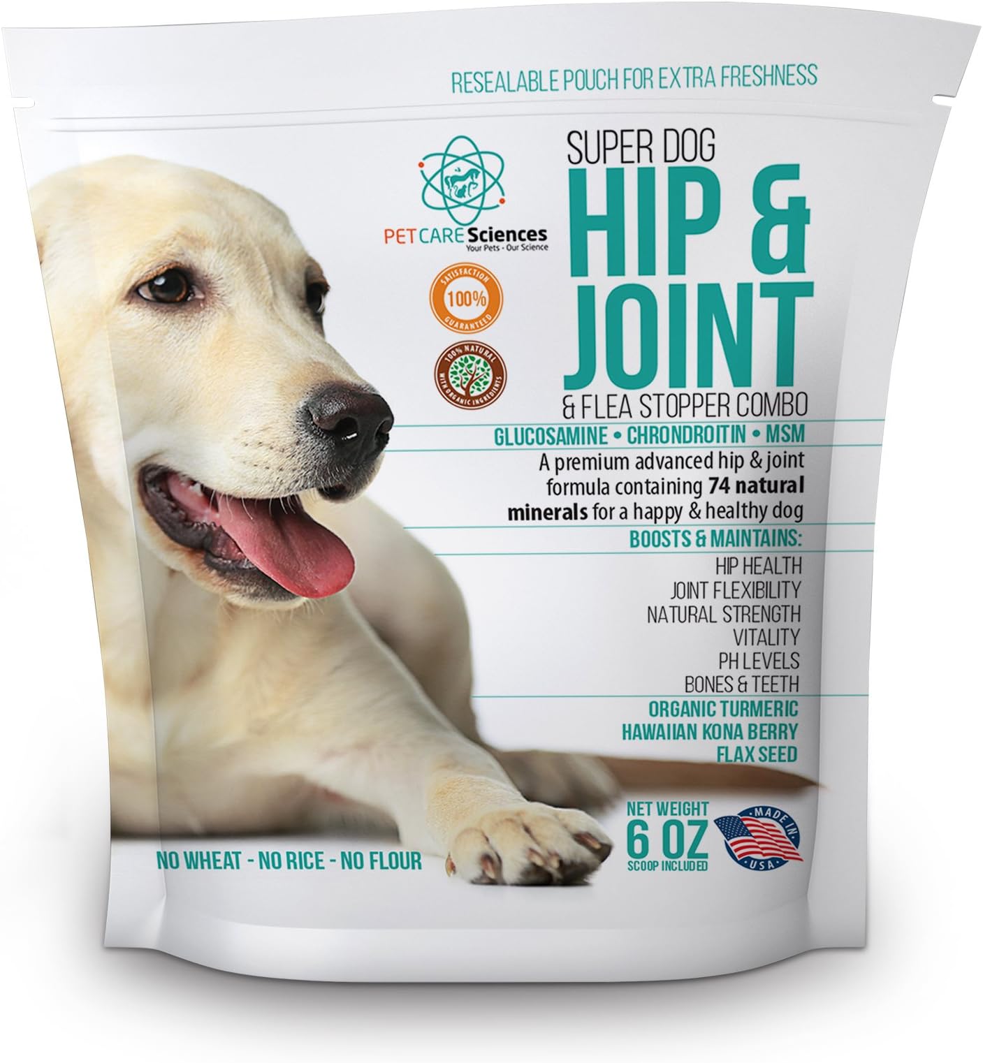 PET CARE Sciences 74-Natural Minerals Hip and Joint Formula includes MSM, Tumeric, Glucosamine and Chondroitin for Dogs, 6 oz.